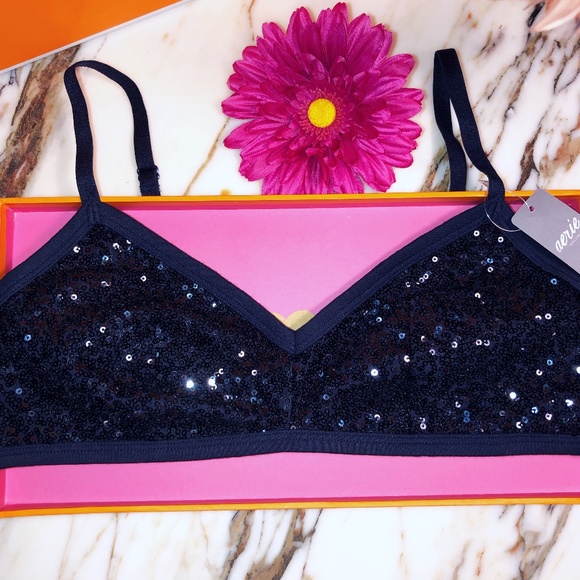aerie Other - Aerie Navy Blue Sequin Bralette NWT🦋